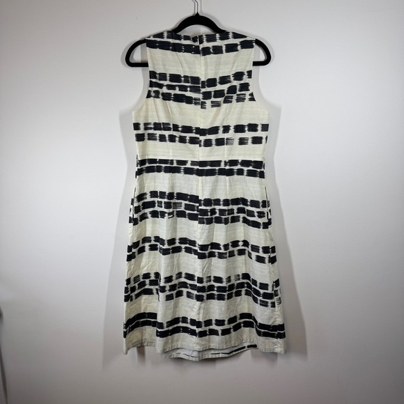 MaxMara Studio Ivory Black Scratched Stripe Print Sleeveless Dress  Size 48 - Picture 13 of 16